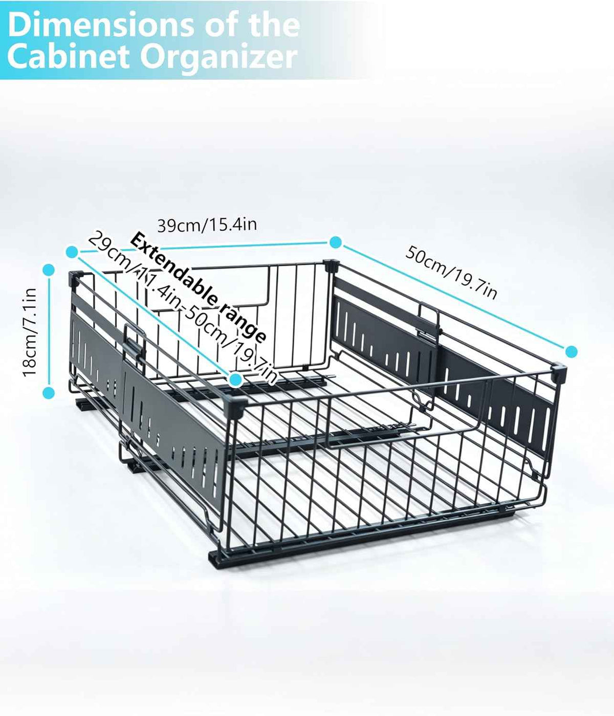 KimHong 2 Pack Pull Out Cabinet Organizer, 12.4"-19.5"