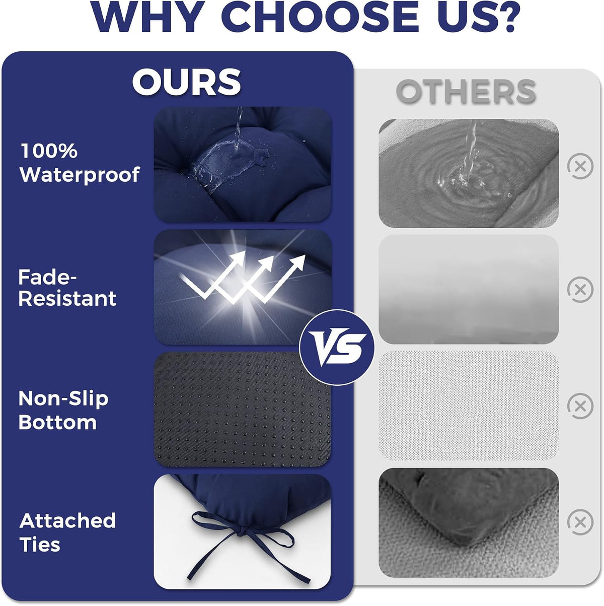 Water-Resistant Outdoor Chair Cushions – 19 in, 2 Pack