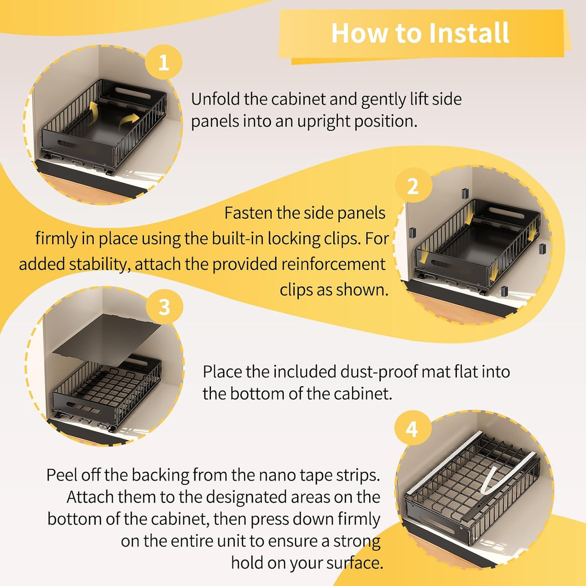 Pull-Out Cabinet Organizer, 1-Pack, Black