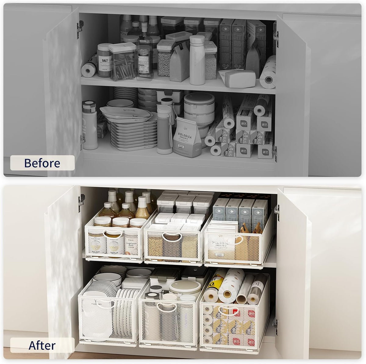 Pull-Out Cabinet Organizer, 9.6" W x 15.7" D, White
