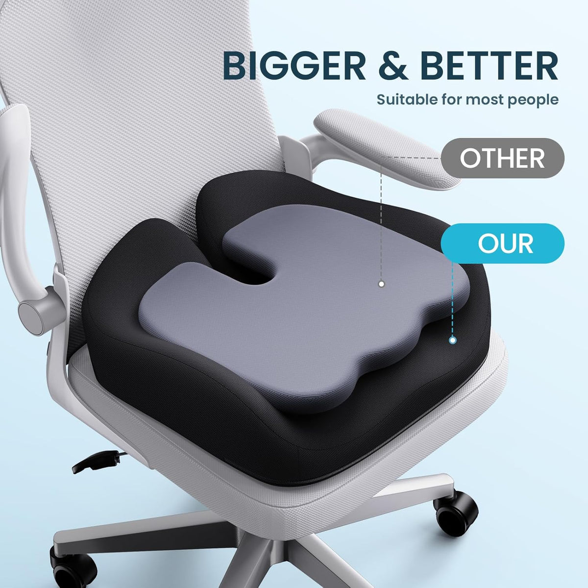 Ergonomic Memory Foam Chair Cushion with Tailbone Support - Field & Nook