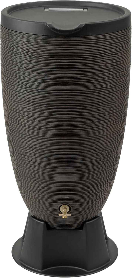 50-Gallon Newport Rain Barrel with Stand and Removable Lid, Bronze Color