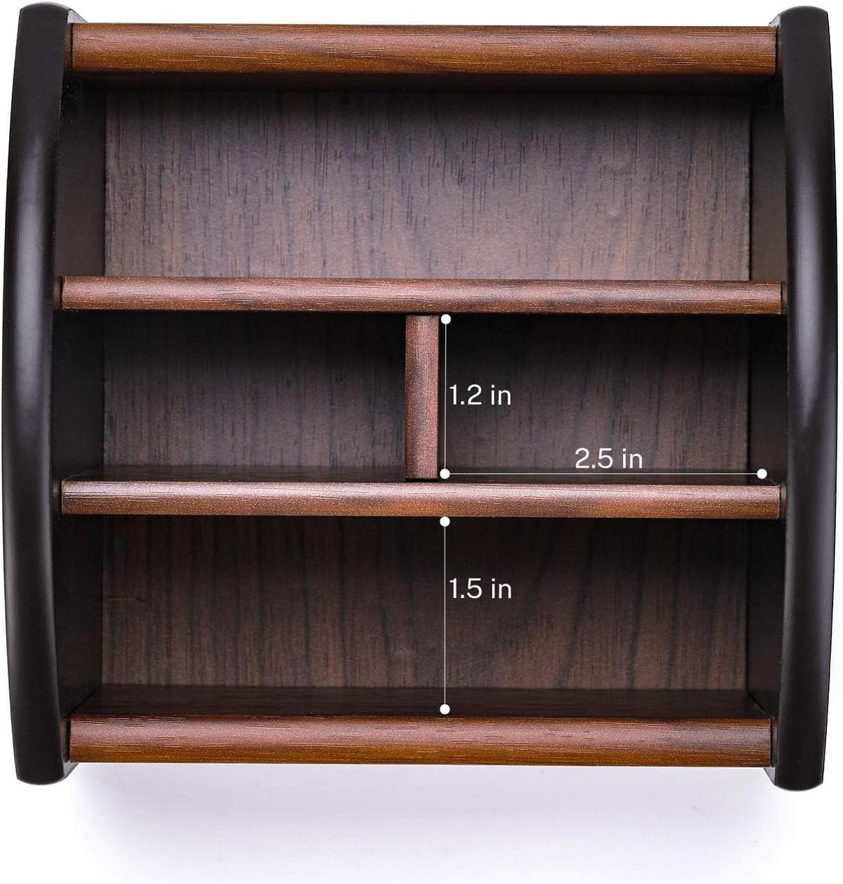 Rotating Remote Control Caddy – Four-Compartment Wood Organizer