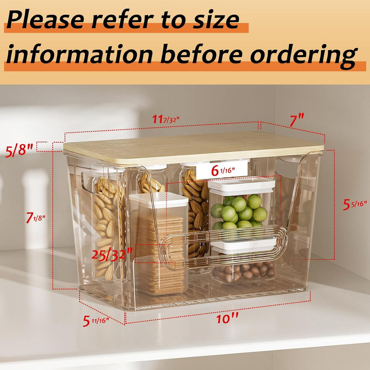 Delamu 2 Set Pantry Organizers and Storage, Trash Bag Holder Under Sink Organizer for 4-13 Gal Bags, Trash Bag Dispenser with Bamboo Top for Onion, Potato, Garlic, Clear (11-7/32"L*7" W*7-1/8"H) - Field & Nook