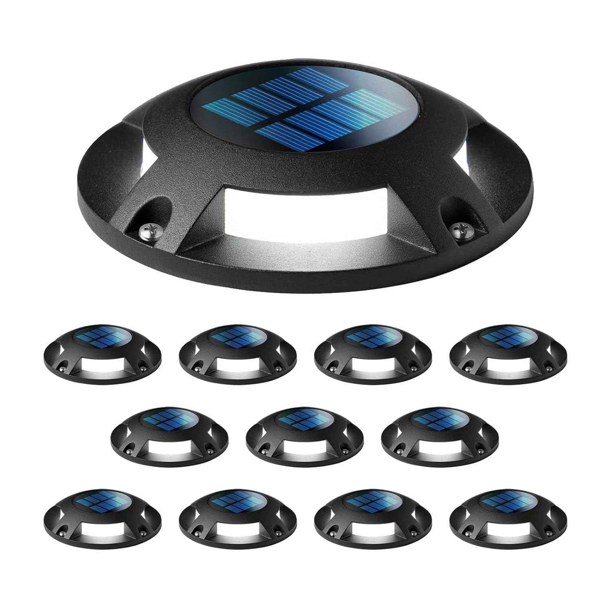 Solar Deck Lights – Black, 12 Pack