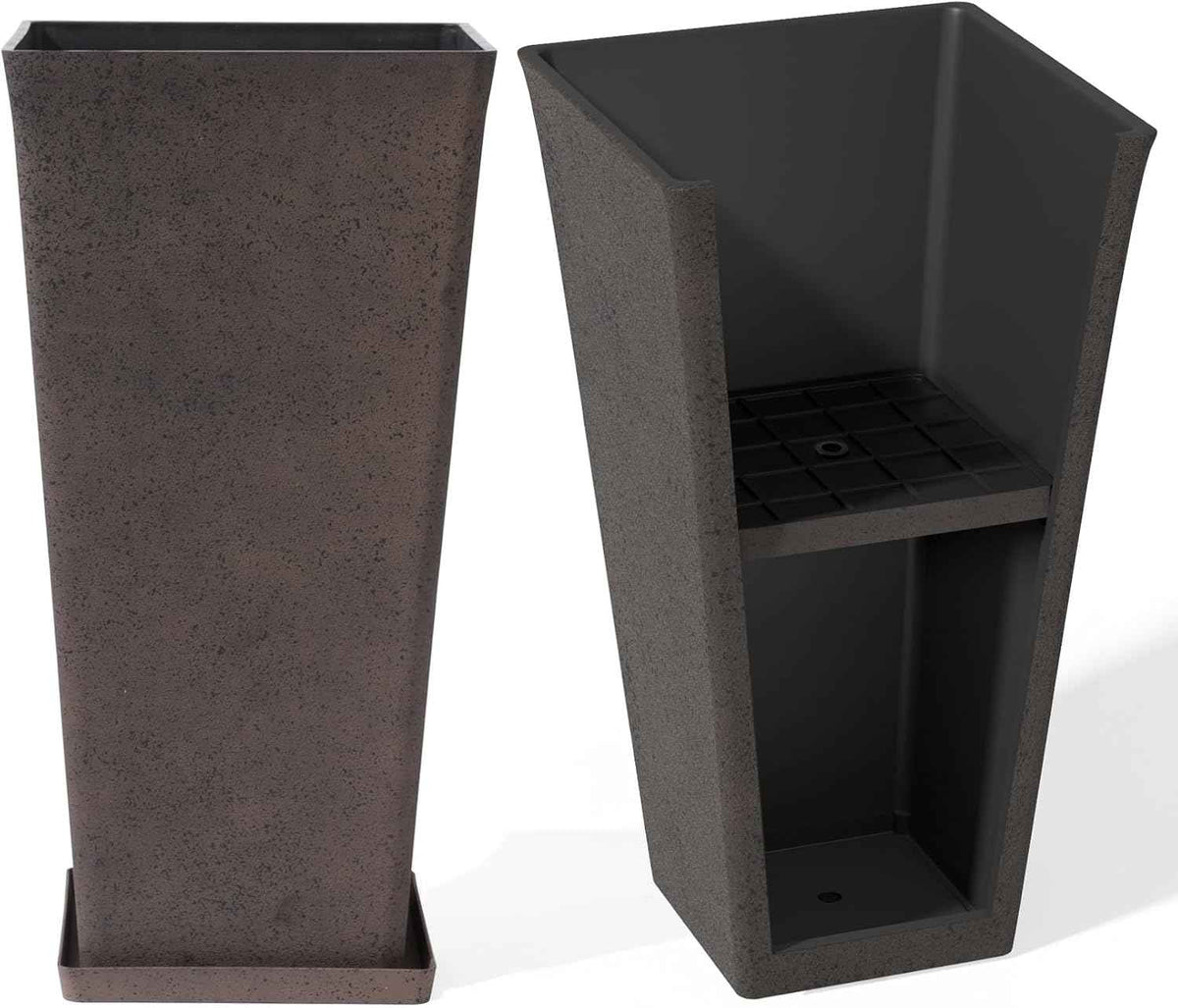 LA JOLIE MUSE 30 inch Tall Planters Set of 2, Indoor/Outdoor Rectangular Large V Shaped Taper Planters for Front Door