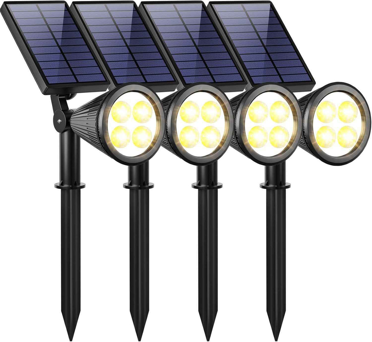 URPOWER Solar Lights Outdoor, 2-in-1 Solar Spot Lights Waterproof with 2 Lighting Modes, Adjustable Solar Powered Spotlights Auto On/Off Landscape Lights for Yard Garden Pathway, 4 Pack (Warm White)
