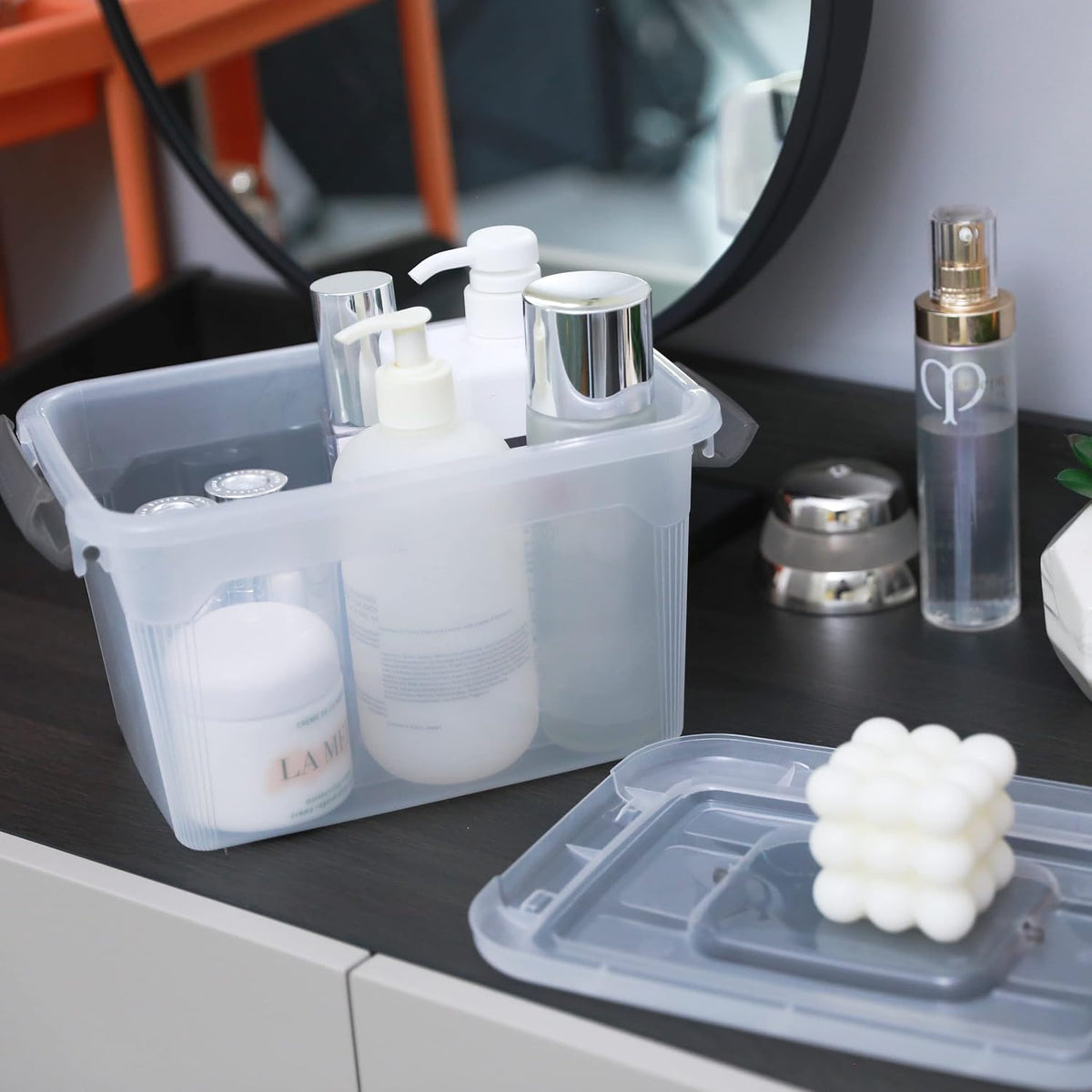 Citylife 6 Packs 6 QT Storage Bins with Lids Clear Plastic Bins with Grey Handle - Field & Nook