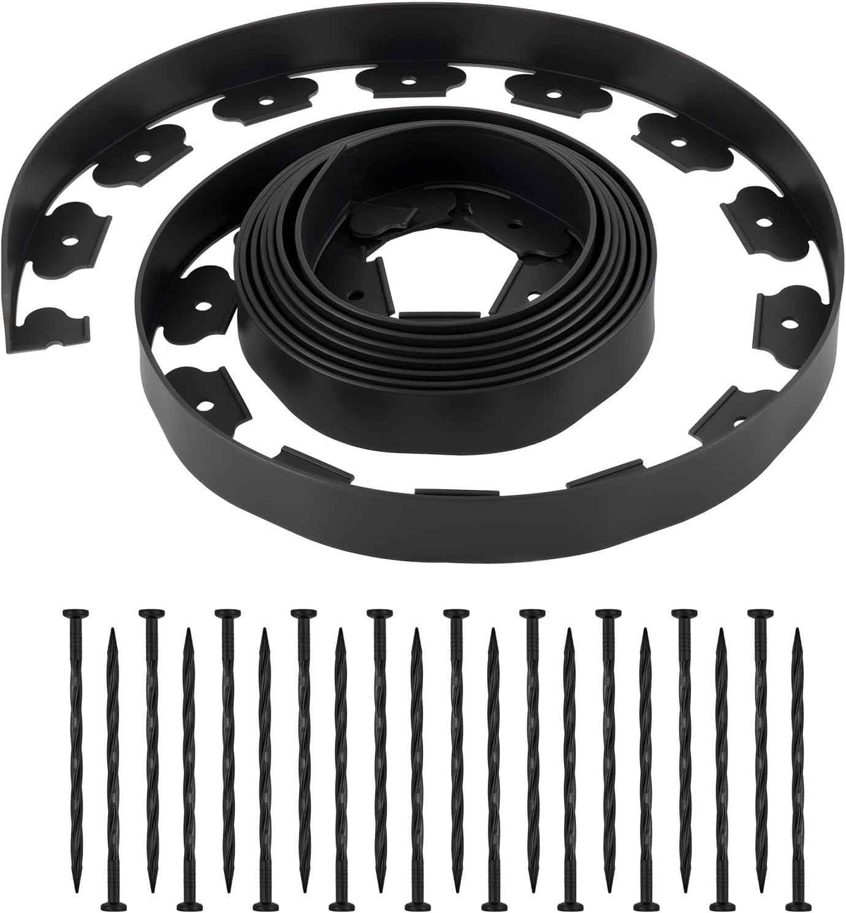 VEVOR Landscape Edging, 20 ft x 2 in Plastic Garden Border Edging with 120 Spikes, No Dig, Flexible Lawn Edgings Roll, UV-Resistant Mini Fence Borders Pathway Edgings for Flower Beds Yard Paver
