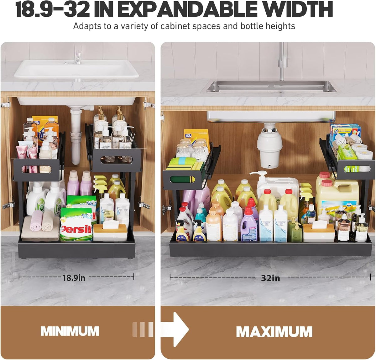 19–32-Inch Expandable Under-Sink Organizer - Field & Nook