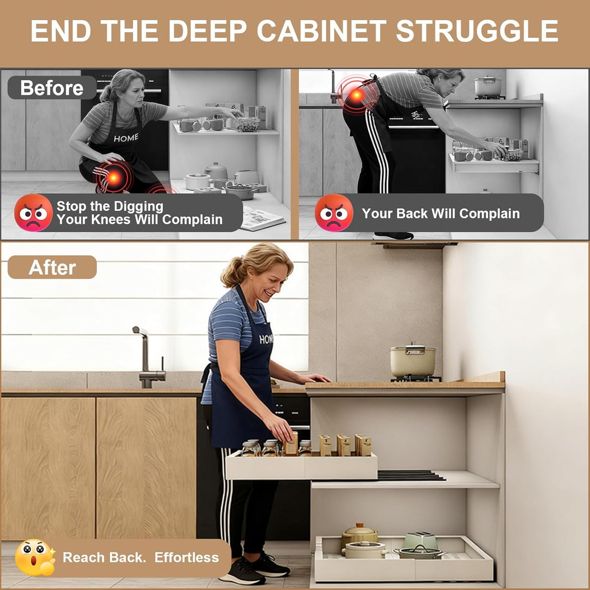 Fokyfok Pull out Cabinet Organizer,7"-11"W, 17"-24"D,Expandable,Adhesive | No Drill,Adjustable Slide out Drawers for Kitchen,Pantry,Roll out Shelves,for Cabinets Without Lip,Bathroom,White,1PC - Field & Nook