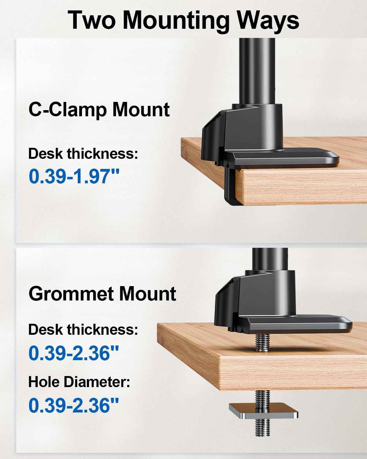 Heavy Duty Single Monitor Mount for Max 49" Ultrawide Screens | Hold 7.7 to 44 lbs, Premium Monitor Arm for Samsung Odyssey G9 and More, Adjustable Gas Spring Desk Stand, VESA Mount