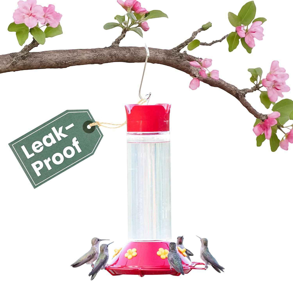 Perky-Pet 209B-1SR Glass Hummingbird Feeders for Outdoors Hanging - 30 fl oz Nectar Capacity - Ant & Bee Guarded Red Bird Feeder