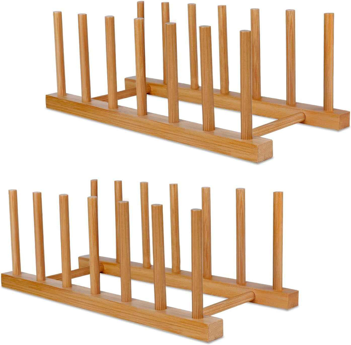 SAMEBUTECO Bamboo Dish Rack Stand, 2 Packs