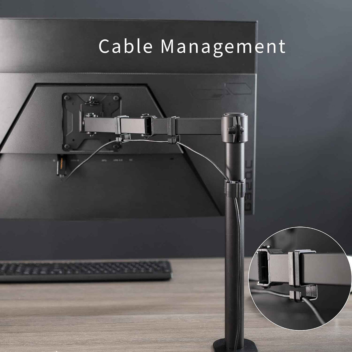 VIVO Single 13 to 38 inch Ultrawide Monitor Arm Desk Mount, Regular Screens up to 32 inches, 22 lbs capacity, Fully Adjustable Stand with C-Clamp and Grommet Base, Black, STAND-V001