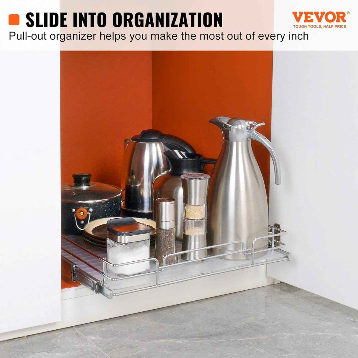 VEVOR 18.5"Wx21"Dx3.5"H Pull Out Cabinet Organizer, Heavy Duty Slide