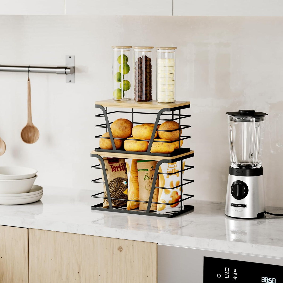 TIDIIABODE 2-Pack Stackable Storage Laundry Kitchen Organizers - Field & Nook