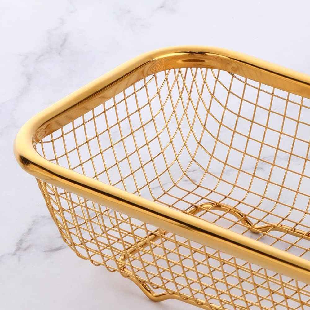 2pcs Stackable Mesh Flatware Drawer Organizer, Gold