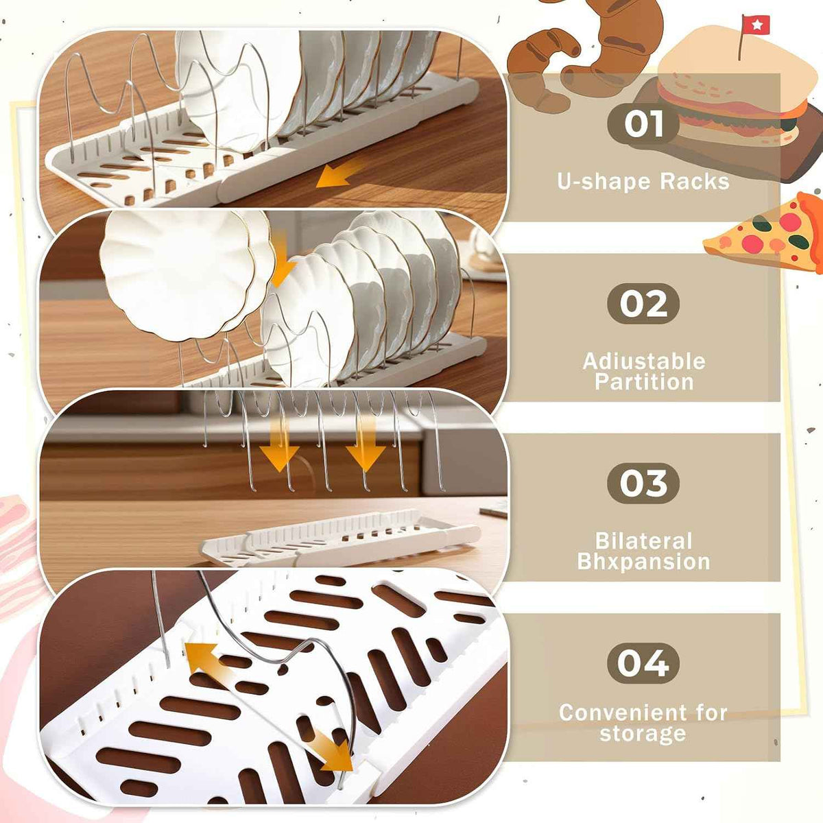 2 Pcs Expandable Pot and Pan Organizer, 7 Dividers