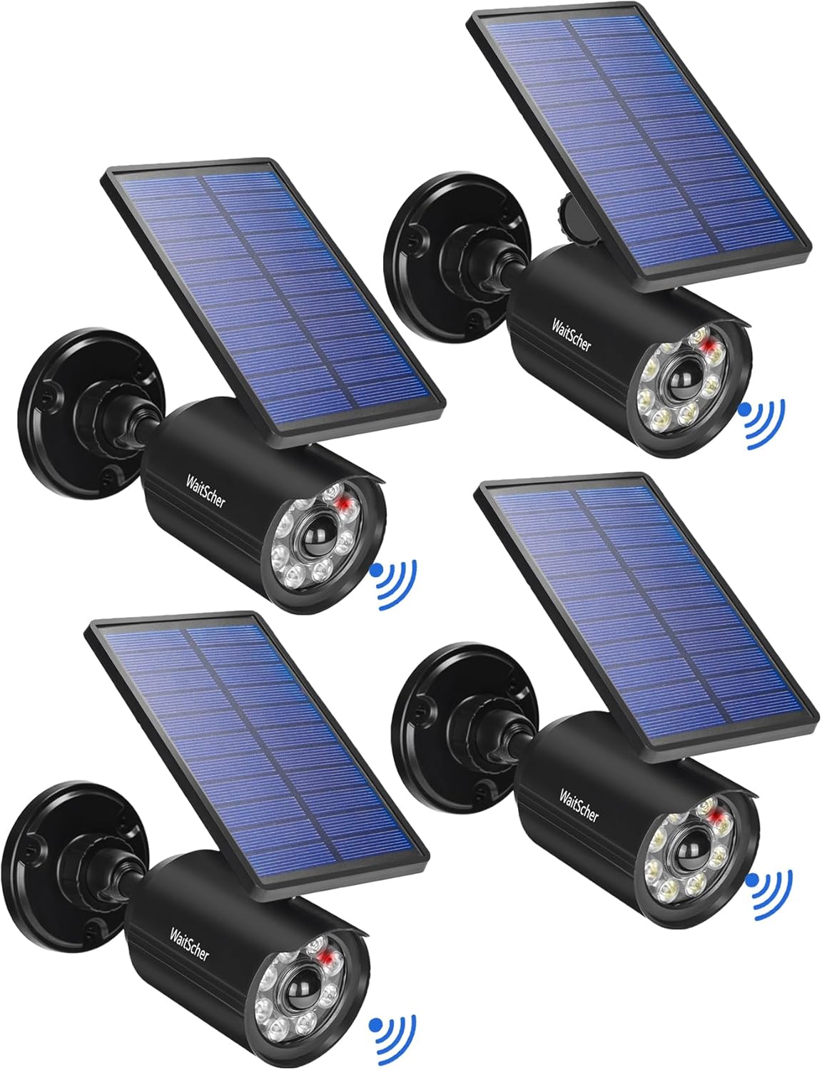 Solar Motion Lights Outdoor IP67 Waterproof Security Flood Lights 1800LM 3600mAh for Garage, Driveway, Path, Patio, Front Door, Landscape 4 Pack