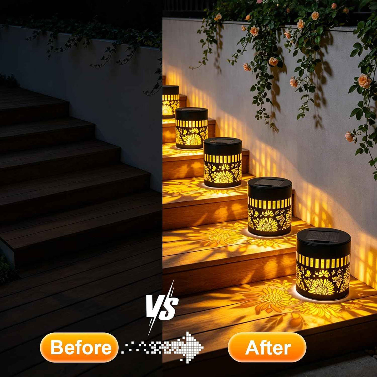 2 PCS Solar Fence Lights Outdoor, Metal Solar Powered Wall Deck Step Lights 2026 New Sunflower, Hanging LED Waterproof Decorative Lighting for Garden Patio Backyard Post Decor(Warm Light)