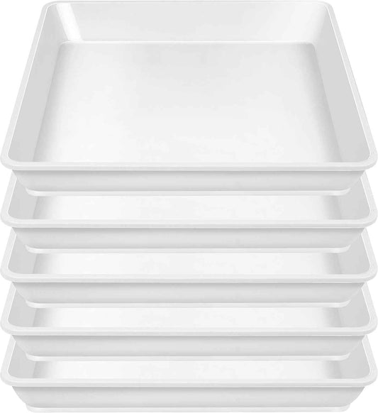 5 Pack Square Plant Saucer 12 Inch, Plastic Plant Water Dray Tray, Flower Pot Saucers, Square Planters for Indoors and Outdoors，Plants Saucer for Plant Pots.