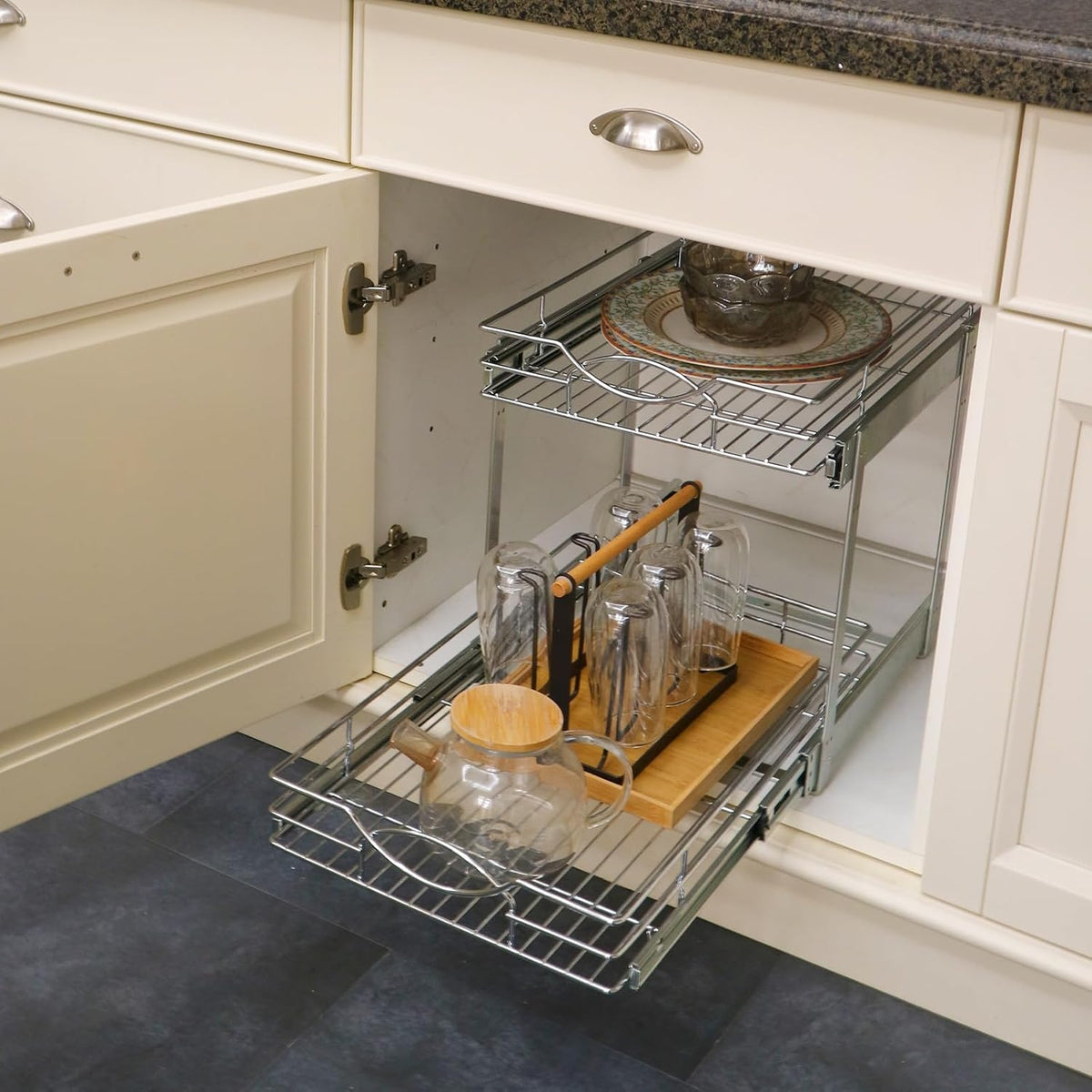 Sikarou Pull-Out Cabinet Organizer, 14" W x 21" D