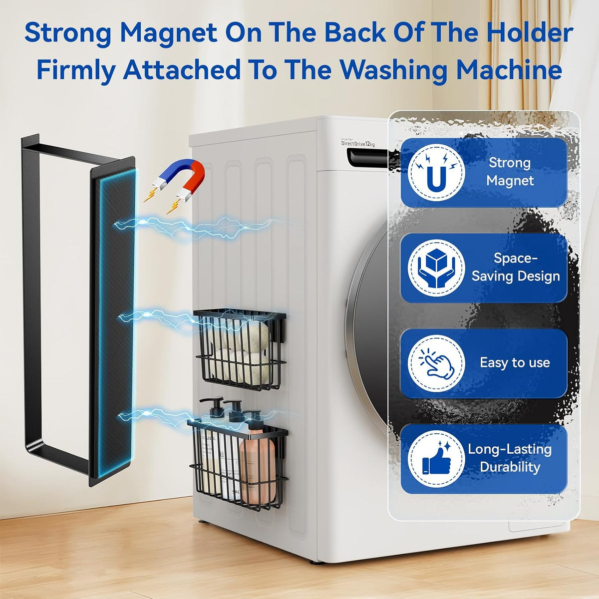 Laundry Room Organization and Storage Magnetic Dryer Ball Holder with Magnetic - Field & Nook