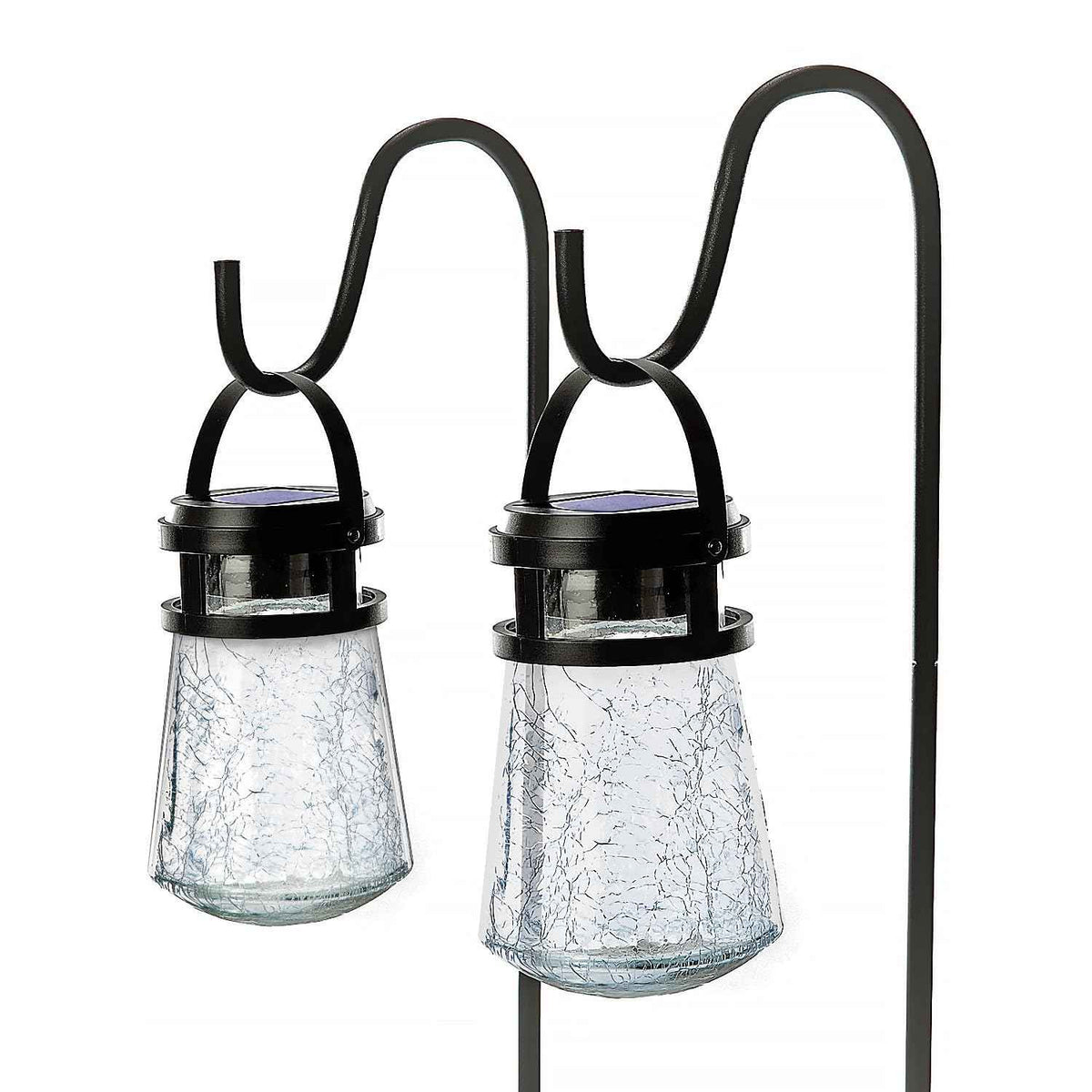Crackle Glass Solar Lanterns – 2 Pack