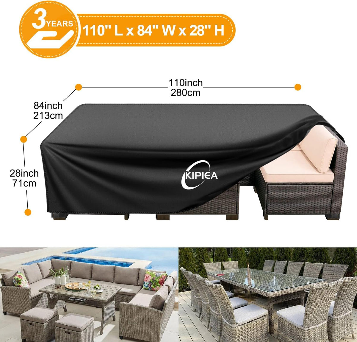 Extra-Large Waterproof Patio Table and Chair Set Cover - Field & Nook