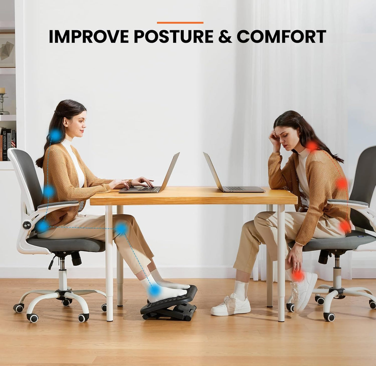 3-Level Adjustable Under-Desk Footrest with Massage Surface - Field & Nook