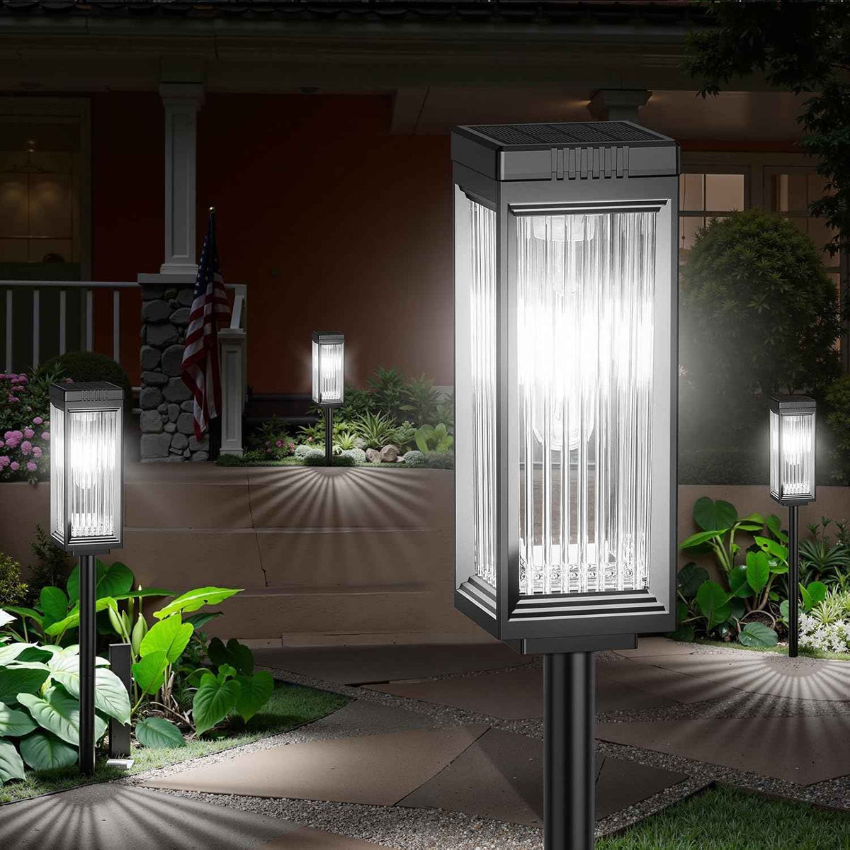 ELECLINK Solar Pathway Lights Outdoor, 4 Pack Upgraded Solar Lights Outdoor Waterproof, Bright Up to 15 Hrs Auto On/Off Garden Light for Yard Patio Lawn Path Walkway Driveway Outside Decor(Cool White)