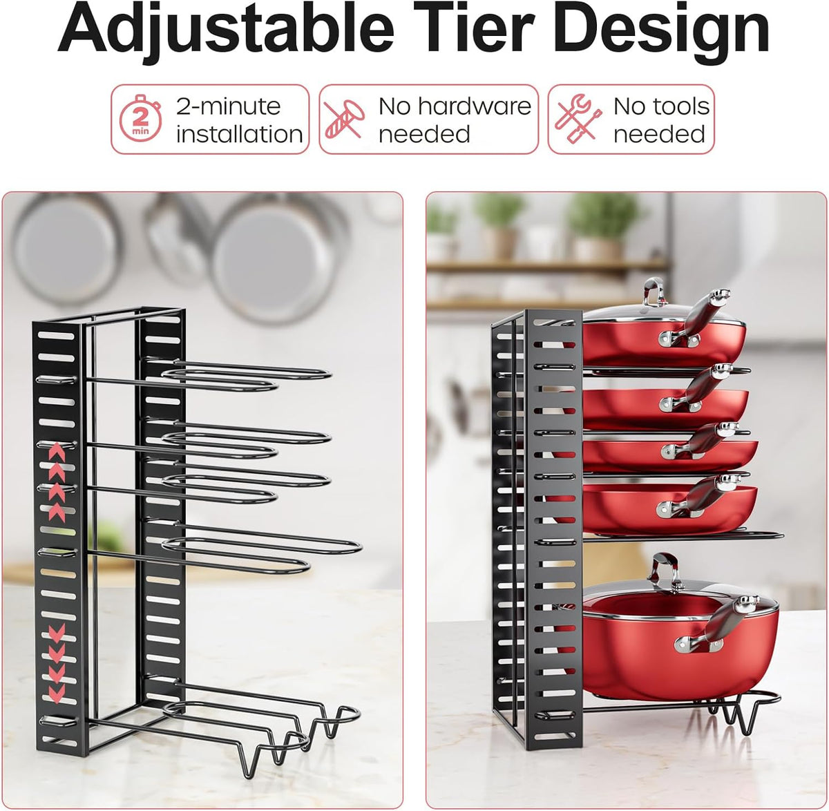MUDEELA 8-Tier Pots and Pans Organizer, 16.61" Height