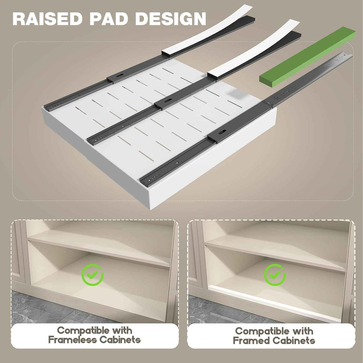 Seinloes 2 Pack Pull-Out Cabinet Organizer, 22" Deep, White