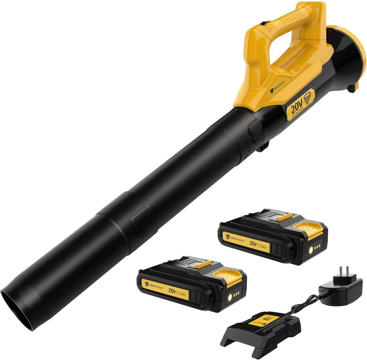 Orientools Leaf Blower Cordless, 20V Powerful Electric Cordless Leaf Blower 2×2.0 Ah Batteries & Charger, Variable Speed Trigger, Portable Lightweight Blowers for Lawn Care, Yard, UL 62133 Certified
