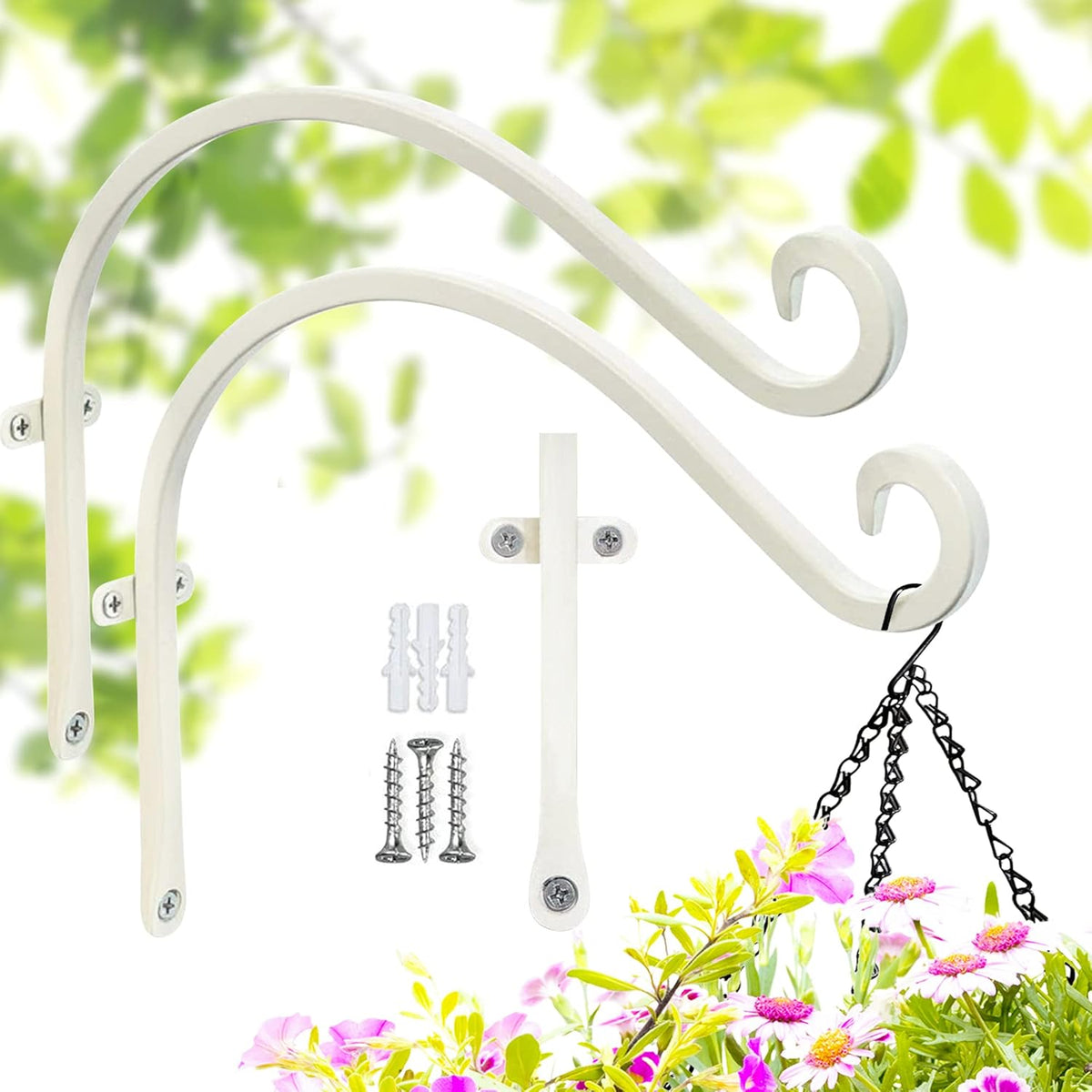 Hanging Plant Brackets Outdoor: 12-Inch Hanging Plant Hangers Wall Hooks - Wall Mount Brackets for Bird Feeder Flower Baskets White