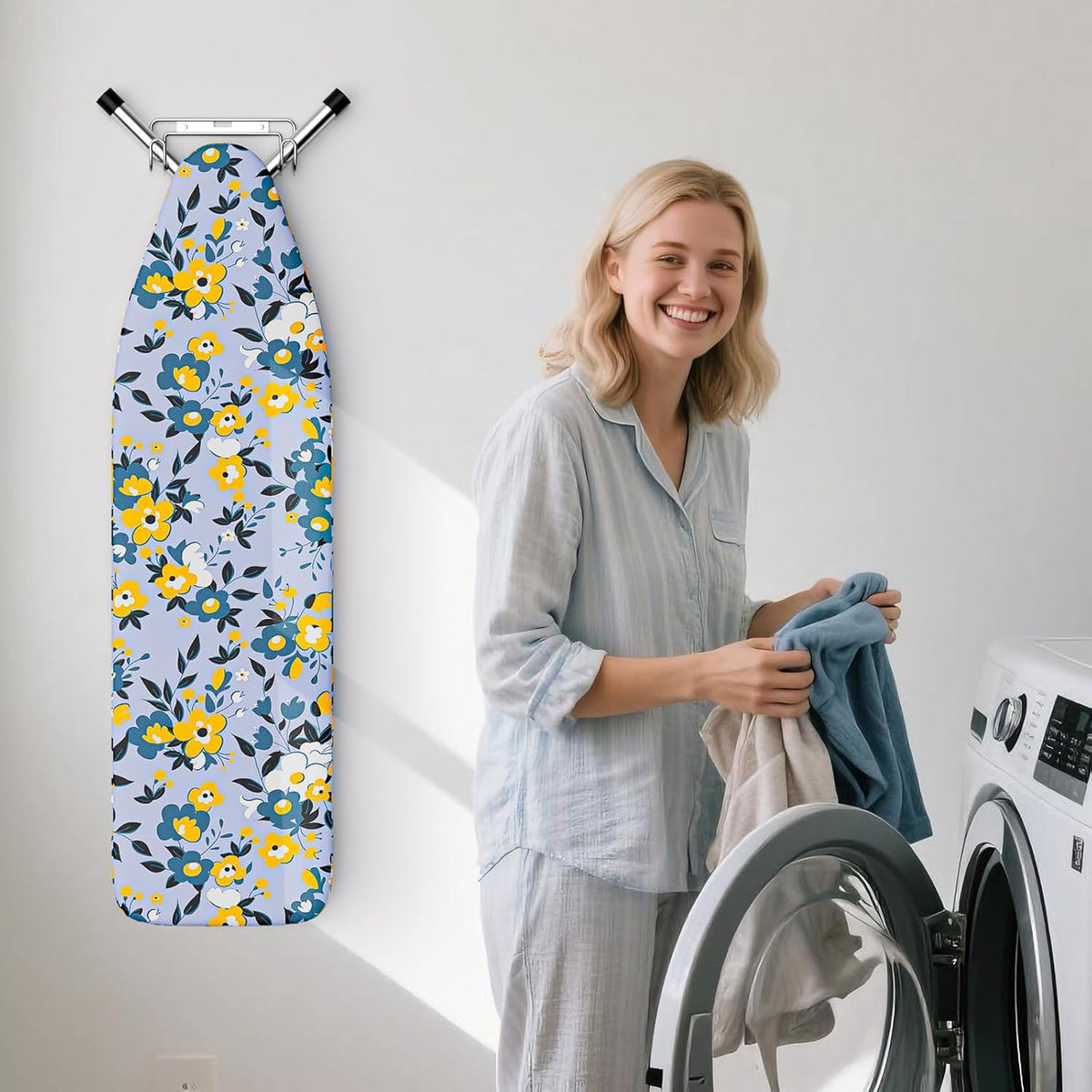Removable-Hook Metal Ironing Board Holder – Silver - Field & Nook