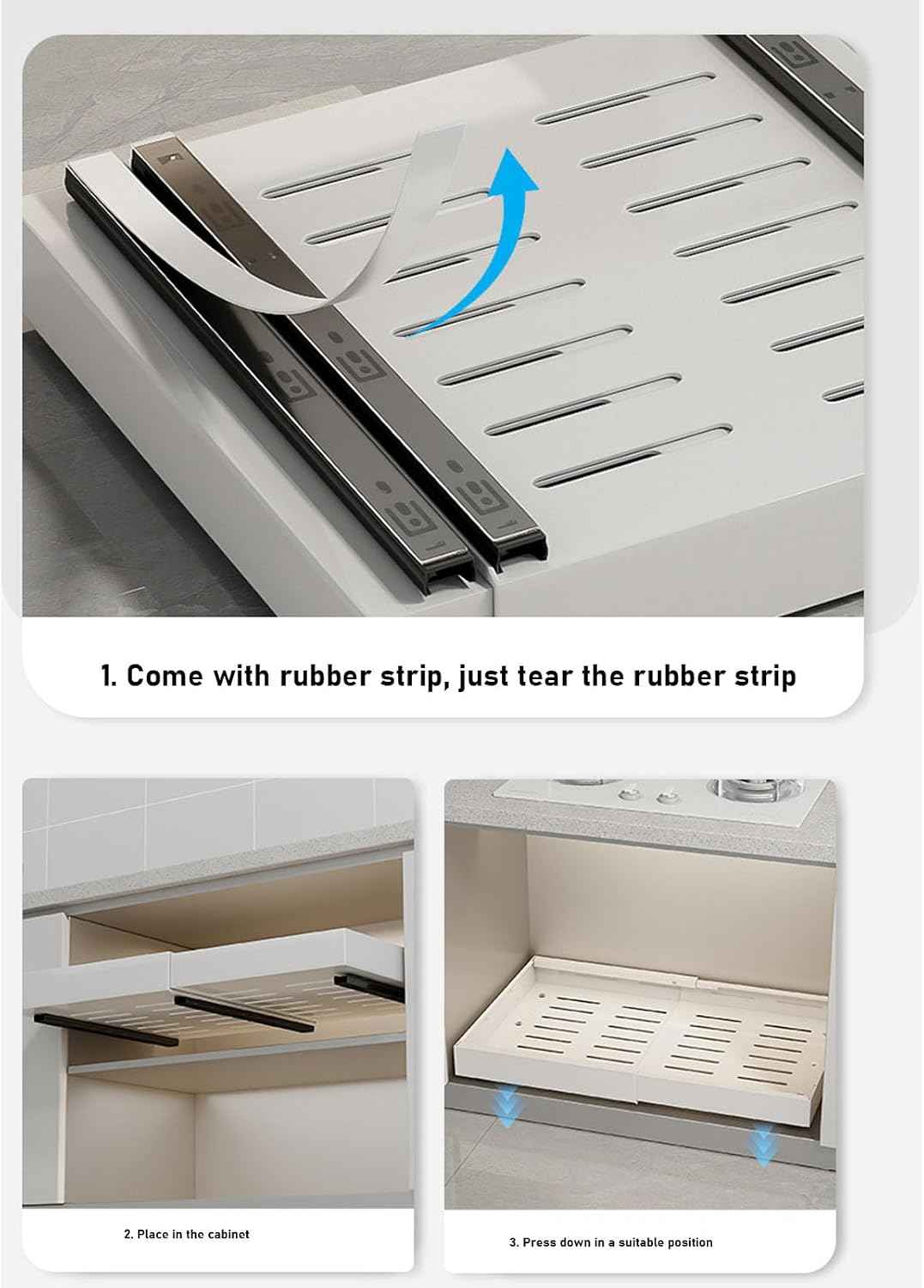 Expandable Pull Out Cabinet Organizer, Carbon Steel, 1 Unit
