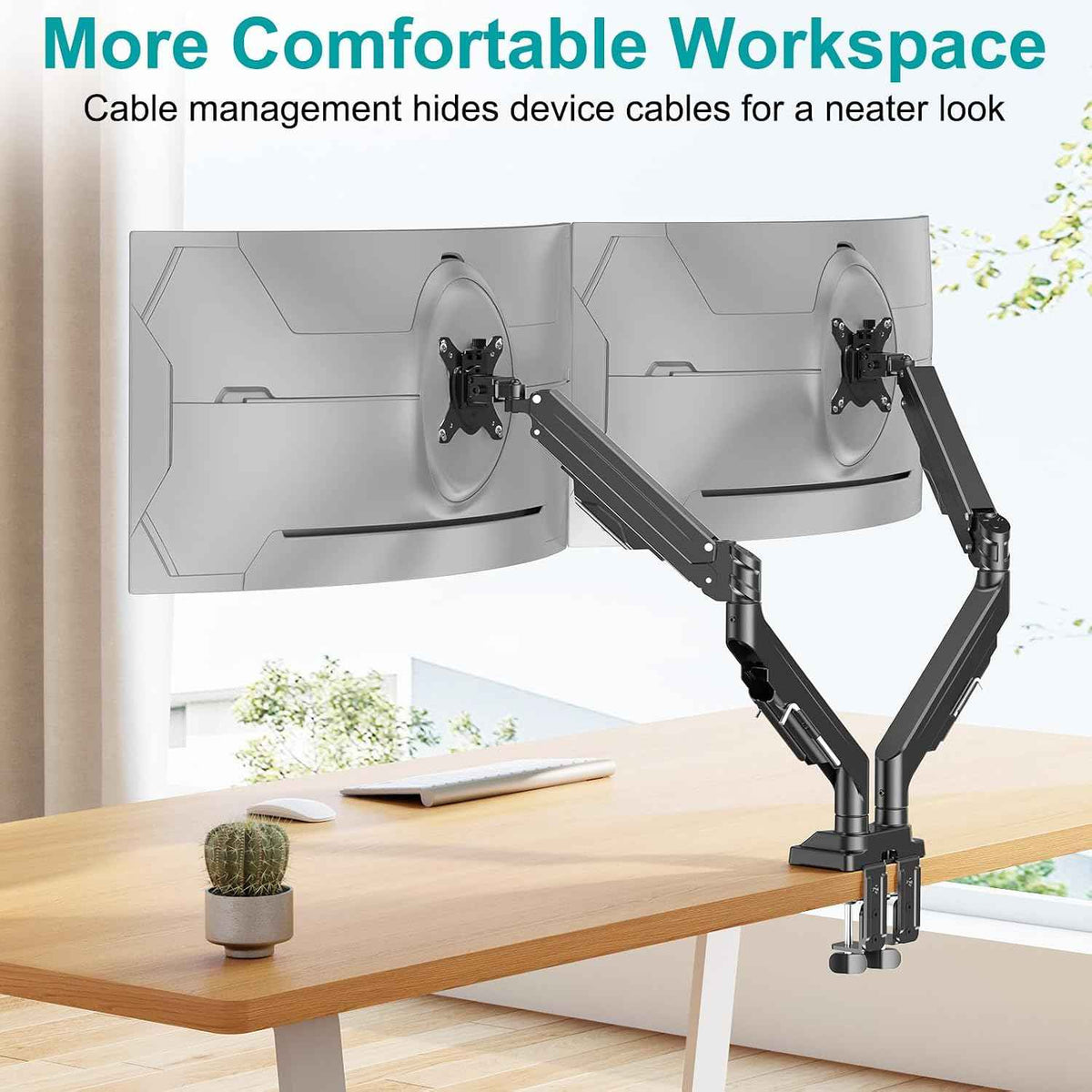 MOUNT PRO Ultrawide Dual Monitor Arm for Max 43" Monitor, Holds up to 33lbs | Fully Motion Monitor Stand with Tilt/Swivel/Rotation, VESA 75x75/100x100 with C-Clamp & Grommet Base