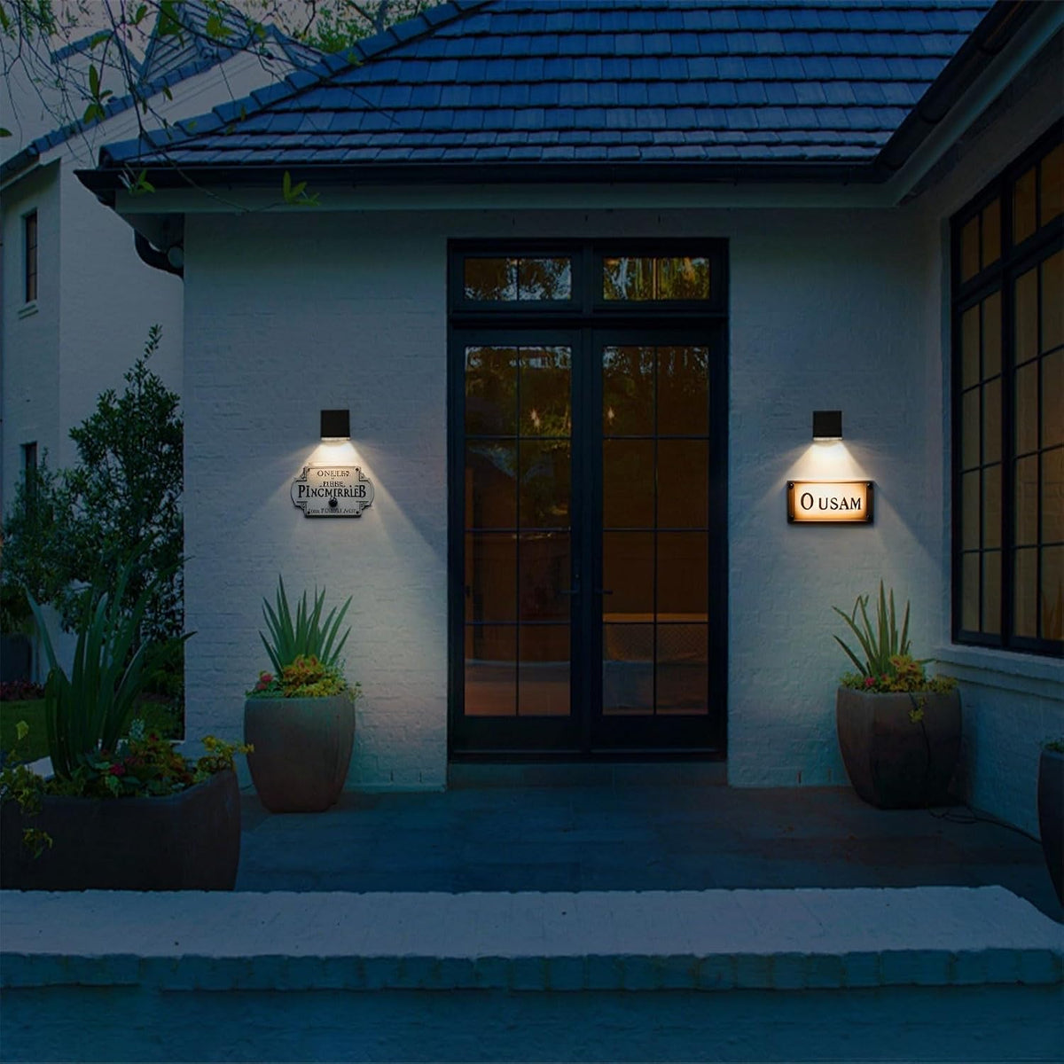 Solar Wall Lights Outdoor for Mailbox, House Numbers, Address, 2 Pack | Wall Mount Downlights Dusk to Dawn Solar Powered 3000K Warm White & Cycling RGB Mode 4 X 4 in Modern Square LED Auto on/off