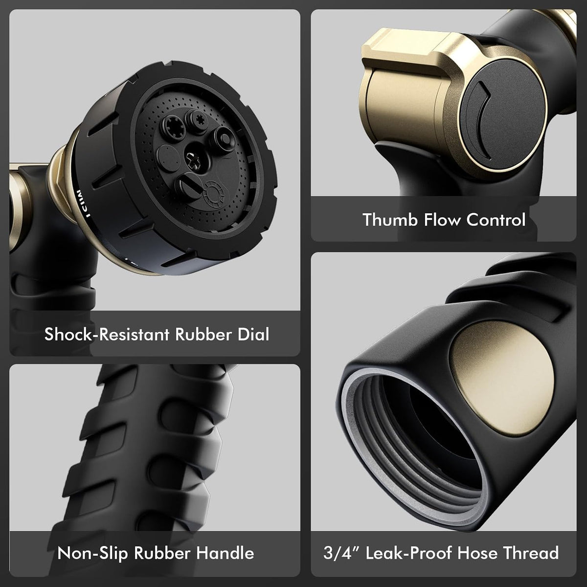 7-Pattern Metal Hose Nozzle with Thumb Control – Bronze - Field & Nook