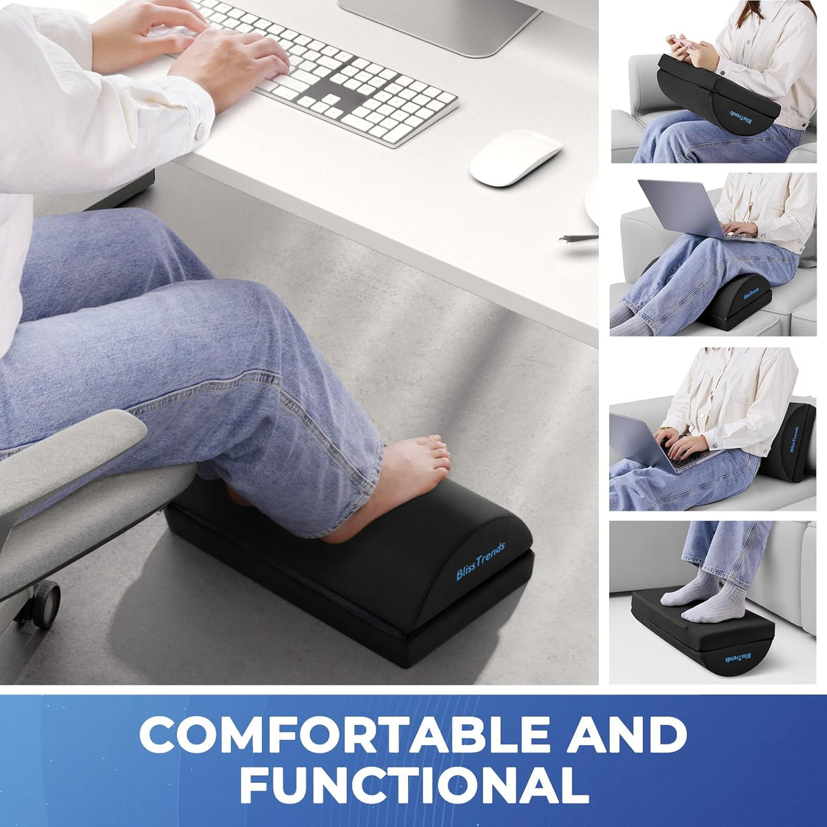 Large 2-Level Memory Foam Footrest with Washable Cover - Field & Nook