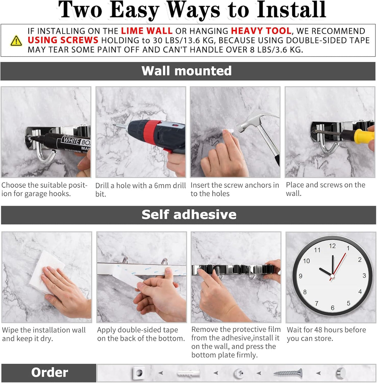 AceMining Broom Holder Wall Mount, 5 Racks 4 Hooks Heavy Duty Mop Organizer | Mop Holder Wall Mount and Broom Hanger for Garage, Laundry Room, Kitchen and Utility Storage - Field & Nook