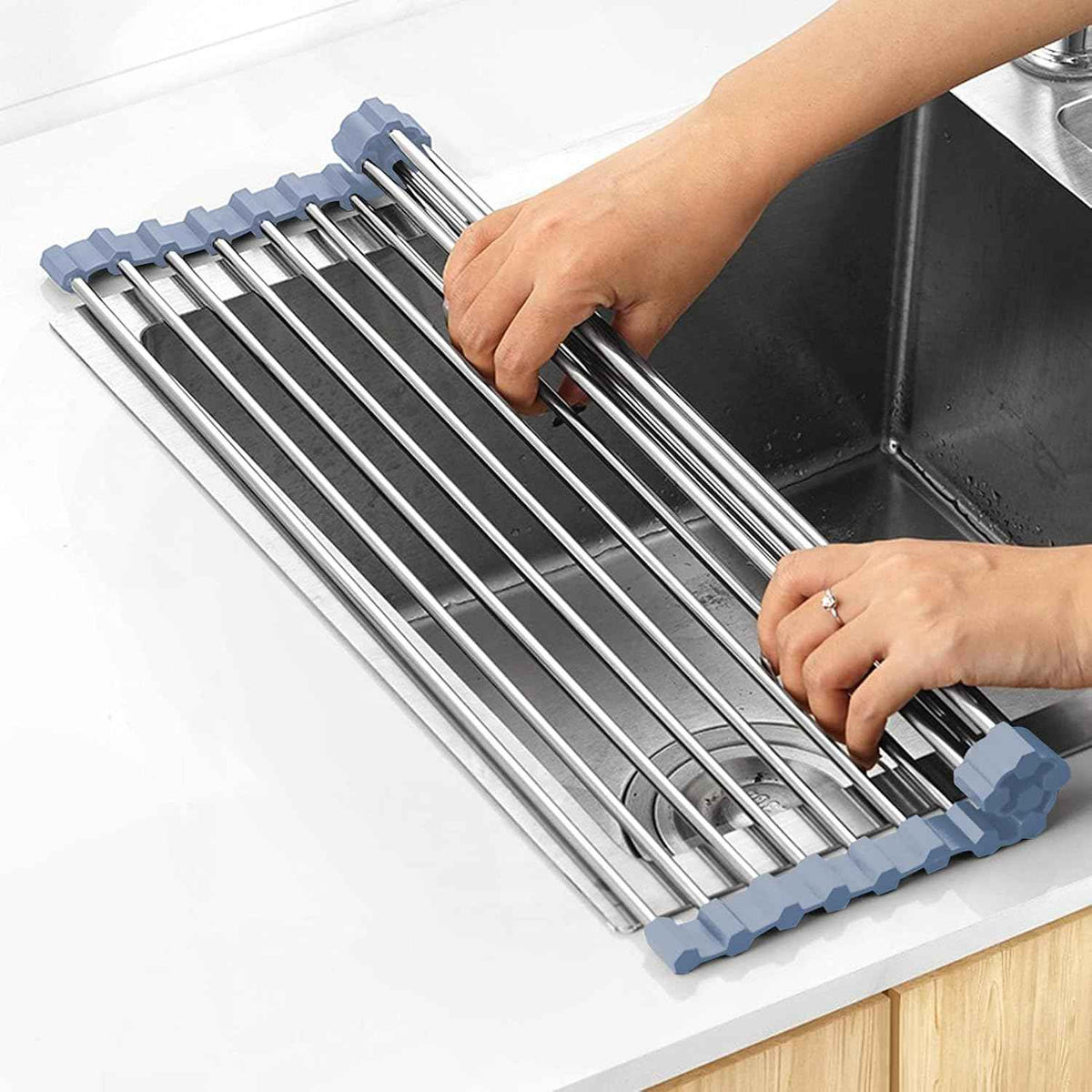 Stainless Steel Over-the-Sink Dish Drying Rack, 17.5''x11.8''