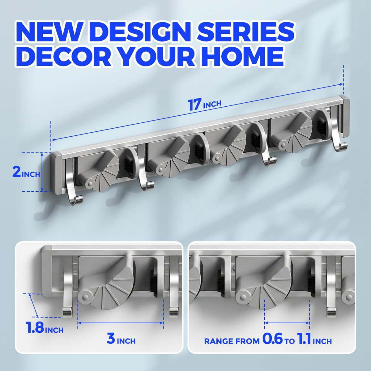 Mop Broom Holder Wall Mount Metal Pantry Organization and Storage Garden Kitchen - Field & Nook
