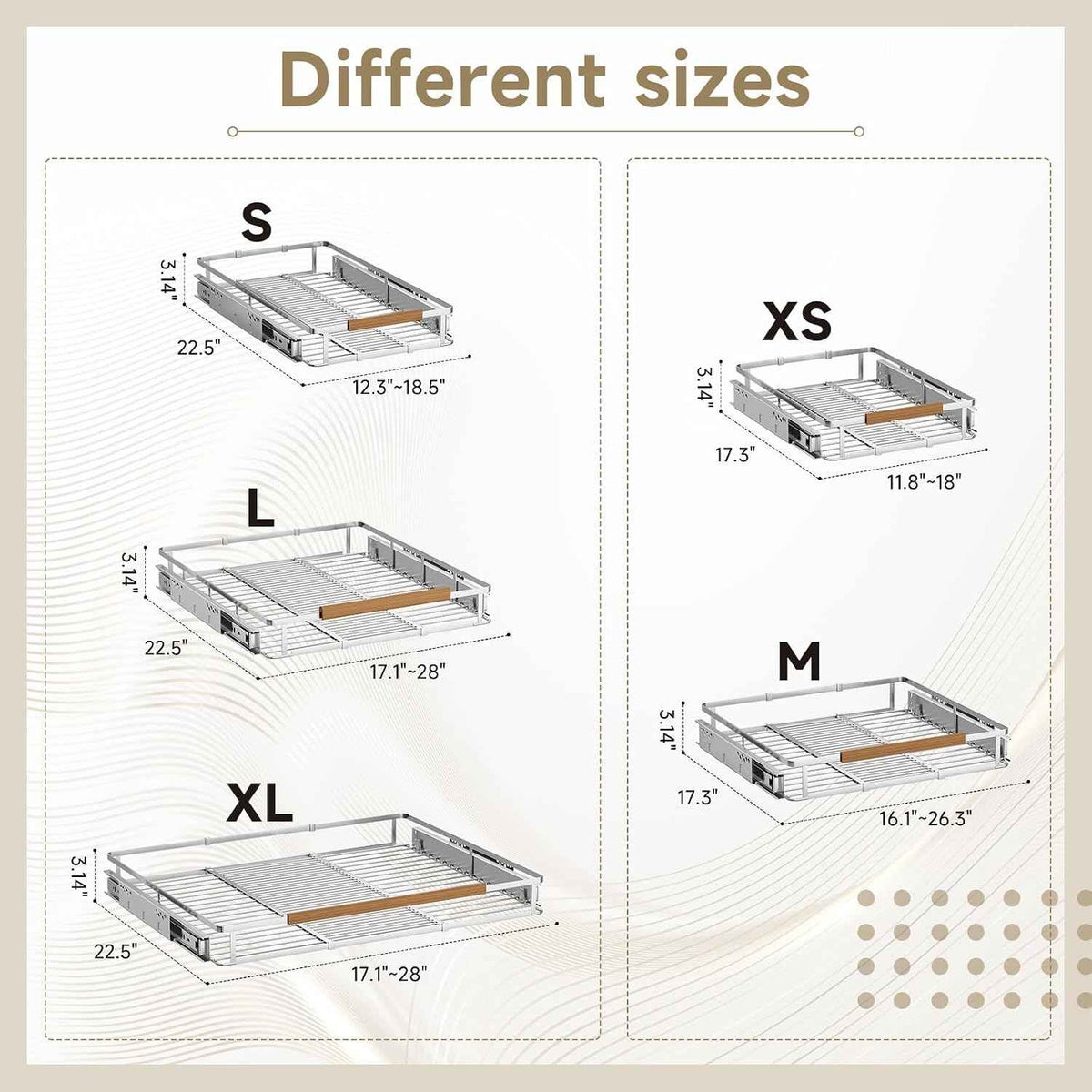 11.8~18"x17.3" Pull Out Cabinet Organizer,1Pack Expandable Sliding