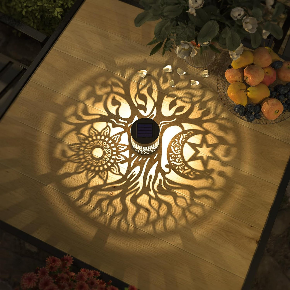 Solar Tree-Pattern Fence & Wall Lights – 2 Pack