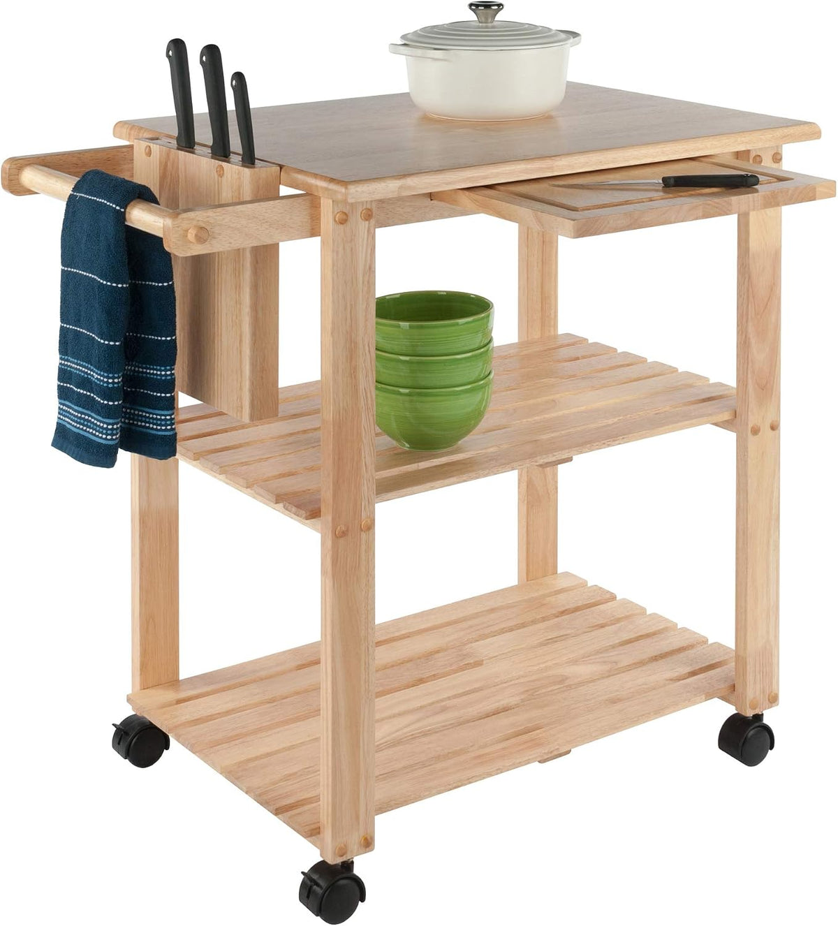 Winsome Mario Kitchen Cart | Rolling Utility & Serving Cart with Wheels for Snacks, Drinks, Kitchen Essentials, Storage & Organization for Home, Apartment