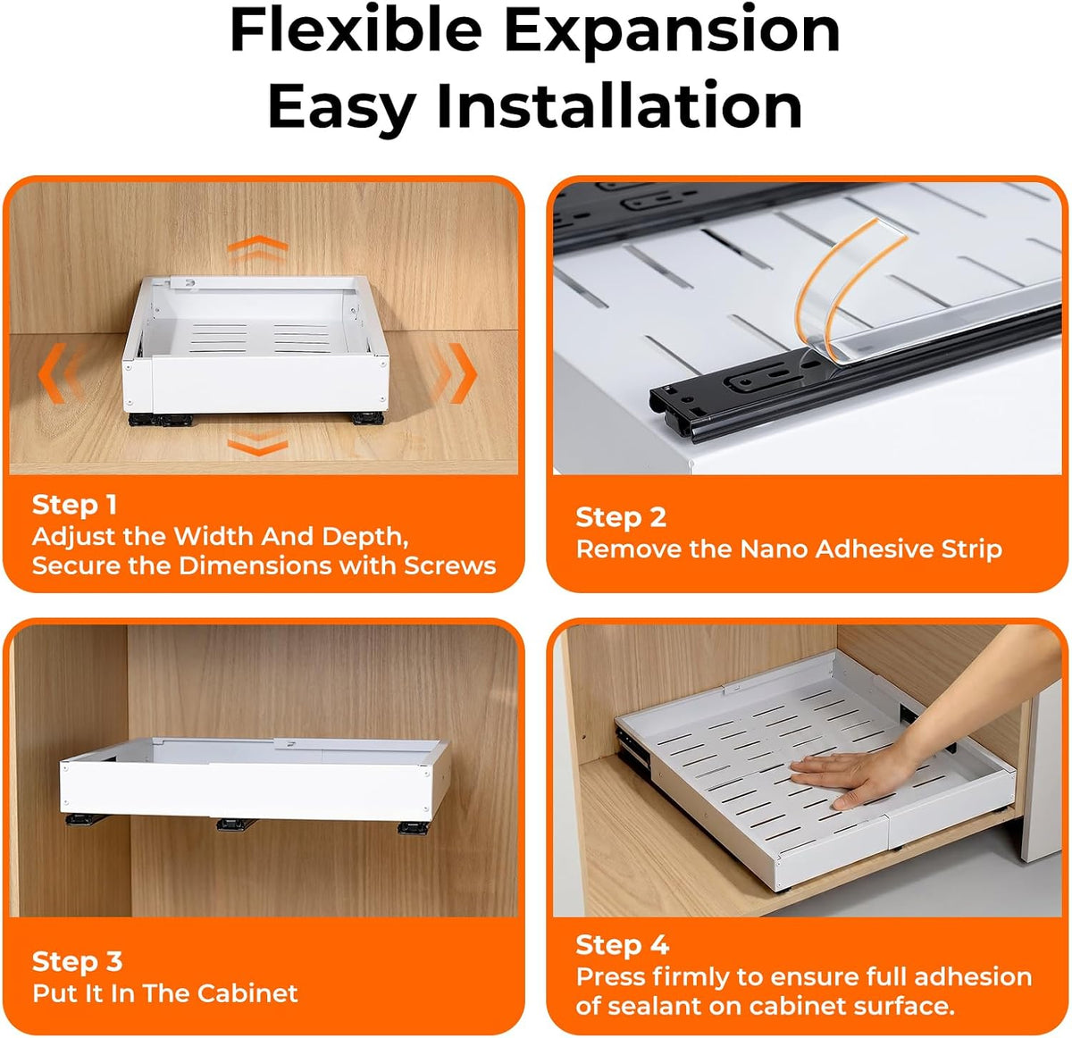 UFORU Expandable Pull Out Cabinet Organizer, 11.4"-18.9"
