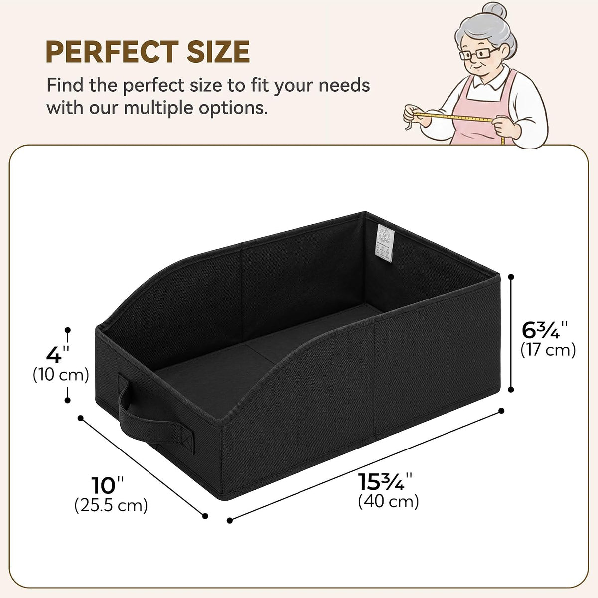Trapezoid Closet Storage Bins – Black – 6-Pack - Field & Nook